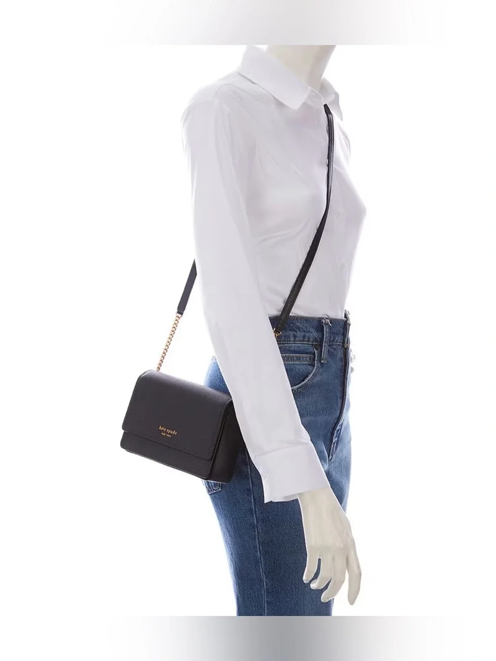 Kate Spade Black Extra Small Morgan Saffiano Leather Flap Crossbody